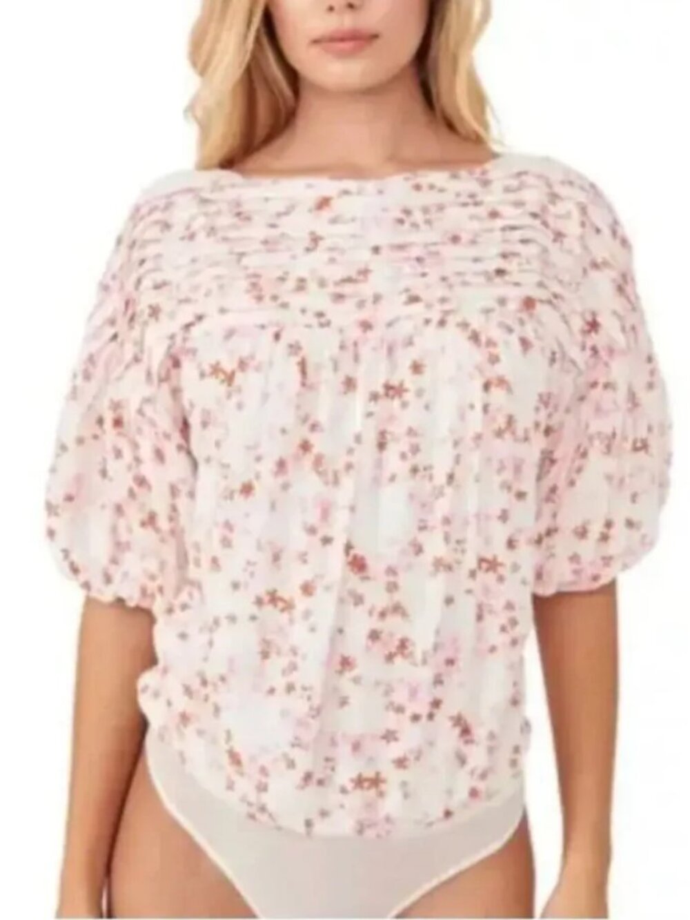 Intamately FREE PEOPLE Dessa Ivory Combo Bodysuit